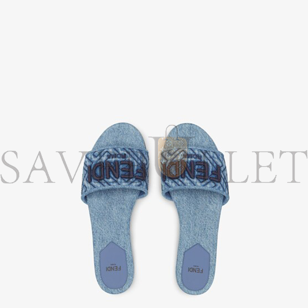 F**di signature blue denim slides 8r8092aqy3f1ow0